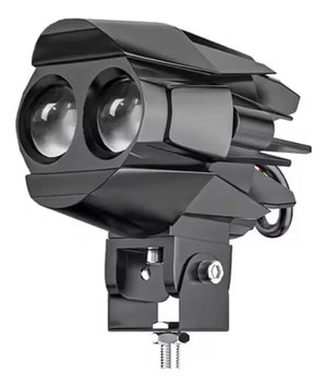 Faro auxiliar 2 led con lupa luz blanca y luz ámbar 12-24v