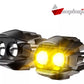 Faro auxiliar 2 led con lupa luz blanca y luz ámbar 12-24v