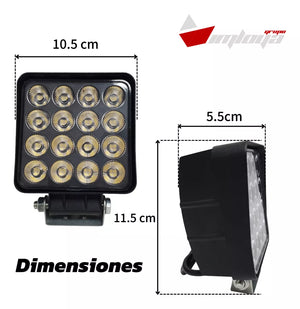 Faro auxiliar reversero 16 led luz blanca 12-24v 7500Lm