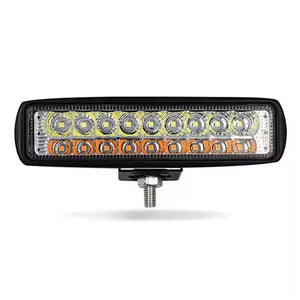 Barra Led 6 Pulgadas luz blanca y luz ámbar 18 led fija + estrobo 12-24v