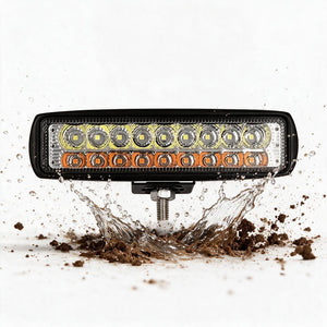 Barra Led 6 Pulgadas luz blanca y luz ámbar 18 led fija + estrobo 12-24v