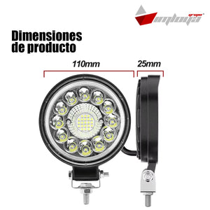Faro led redondo 4 pulgadas 33 led luz blanca fija y estrobo 12-24v