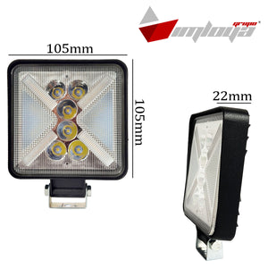 Faro Auxiliar cuadrado 4 Pulgadas 25 led Luz Blanca Y Cruz Ámbar 12-24v (pieza)
