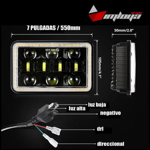 faro principal 5 Pulgadas 10 led luz blanca alta, baja, DRL, direccionales 12-24v (pieza)