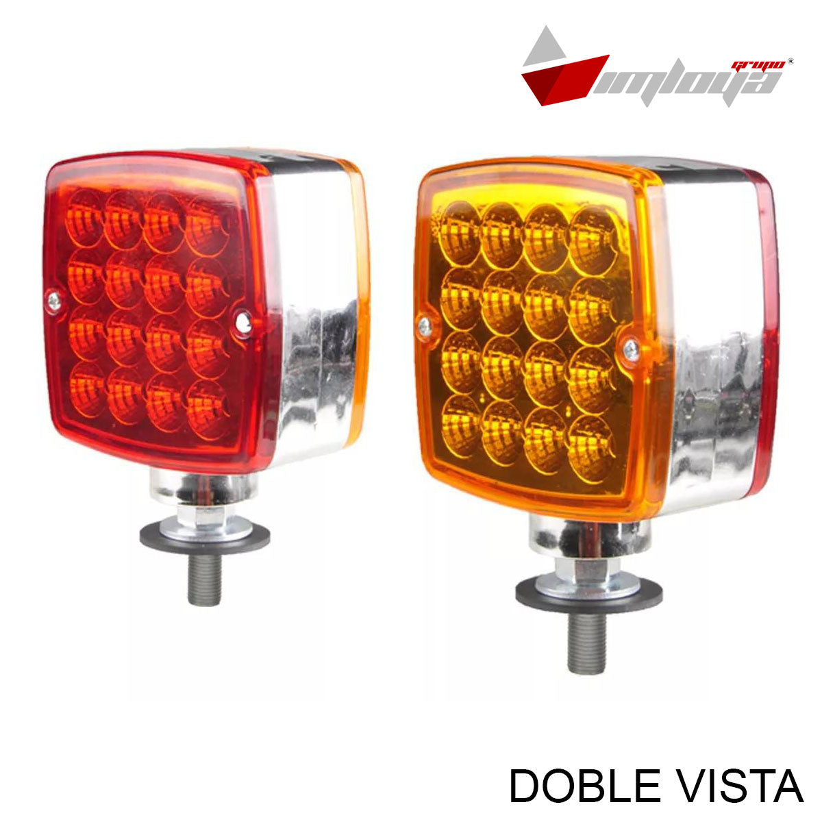 Plafon direccional cuadrada chico 16+16 led con lupa fijo/estrobo (pza)