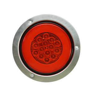 Luz trasera plafon circular 4 pulgadas base metal 14 led+gel rojo fijo /estrobo