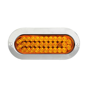 plafon led ovalado 6 pulgadas plano cromado 34 led fijo /estrobo