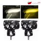 Par Faros Dually exploradoras 2 Led C/lupa Luz Blanca Y Ámbar Autos Motos